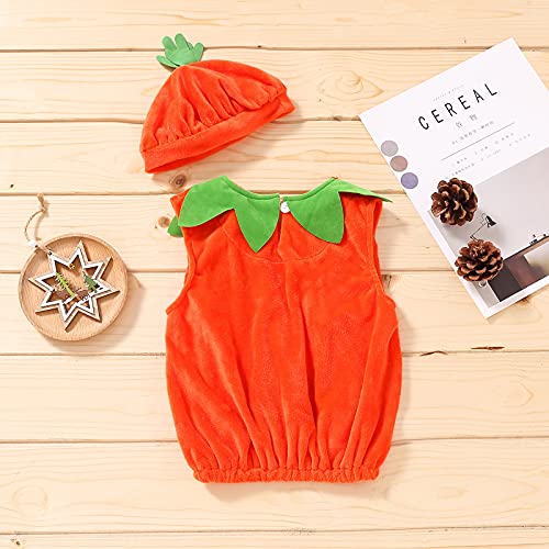 Detrade Disfraz de calabaza para bebé, disfraz de Halloween, mono con gorro, para cosplay, Kaneval o fiesta, 2 unidades, #04-naranja, 3-6 Meses