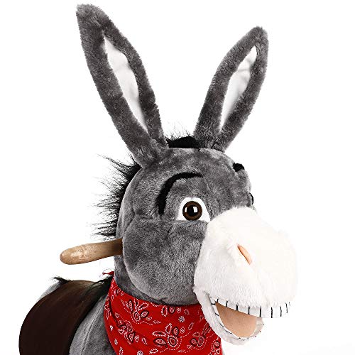 Deuba Balancín Mecedora Asno Burro Gris a báscula con Sonido Estructura de Madera Juguete sillín de Montar Peluche niños