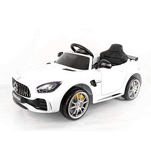 Devessport - Coche eléctrico para niños con Mando de Control Remoto - Mercedes GTR Blanco - Coche teledirigido con batería - Ideal para niños de 3 a 8 años (máximo 30 Kg) - Medidas: 102 x 62 x 53 Cm