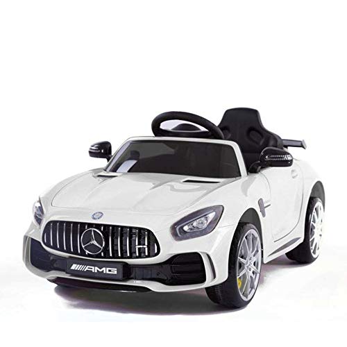 Devessport - Coche eléctrico para niños con Mando de Control Remoto - Mercedes GTR Blanco - Coche teledirigido con batería - Ideal para niños de 3 a 8 años (máximo 30 Kg) - Medidas: 102 x 62 x 53 Cm