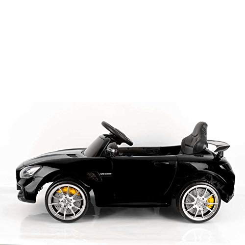 Devessport - Coche eléctrico para niños con Mando de Control Remoto - Mercedes GTR - Coche teledirigido con batería - Ideal para niños de 3 a 8 años (máximo 30 Kg) - Medidas: 102x62x53 cm (Negro)