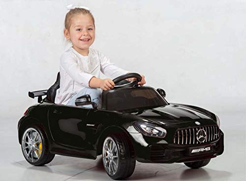 Devessport - Coche eléctrico para niños con Mando de Control Remoto - Mercedes GTR - Coche teledirigido con batería - Ideal para niños de 3 a 8 años (máximo 30 Kg) - Medidas: 102x62x53 cm (Negro)