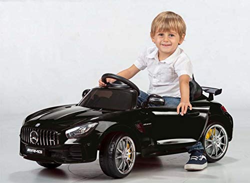 Devessport - Coche eléctrico para niños con Mando de Control Remoto - Mercedes GTR - Coche teledirigido con batería - Ideal para niños de 3 a 8 años (máximo 30 Kg) - Medidas: 102x62x53 cm (Negro)