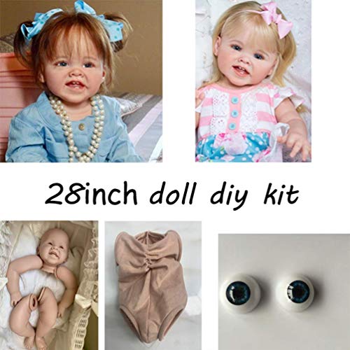 DFJU Kit de Bricolaje para bebé Reborn, Kit de Reborn sin Pintar Cabeza de muñeca de bebé 3/4 Brazos Molde de piernas Completas y Cuerpo de Tela Bebé recién Nacido Ojos Abiertos y Boca