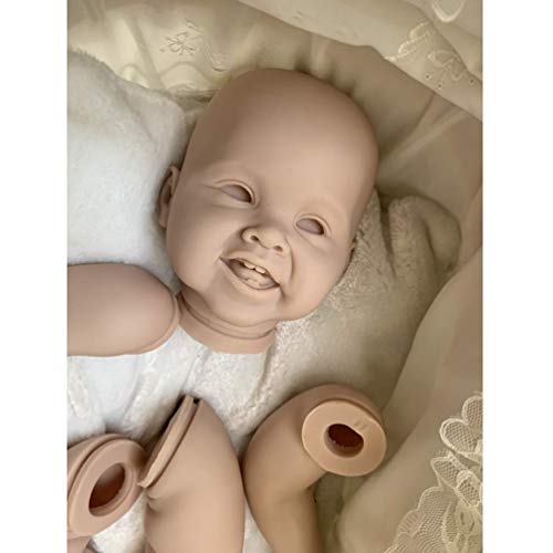 DFJU Kit de Bricolaje para bebé Reborn, Kit de Reborn sin Pintar Cabeza de muñeca de bebé 3/4 Brazos Molde de piernas Completas y Cuerpo de Tela Bebé recién Nacido Ojos Abiertos y Boca