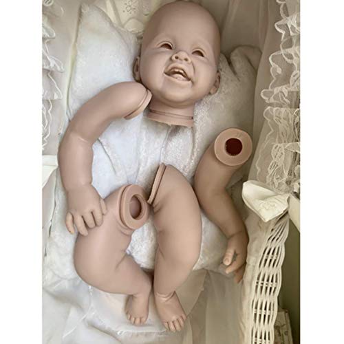 DFJU Kit de Bricolaje para bebé Reborn, Kit de Reborn sin Pintar Cabeza de muñeca de bebé 3/4 Brazos Molde de piernas Completas y Cuerpo de Tela Bebé recién Nacido Ojos Abiertos y Boca