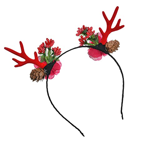 Diadema De Navidad Para Adultos Diadema De Navidad De Ciervo Rojo Diadema De Flores