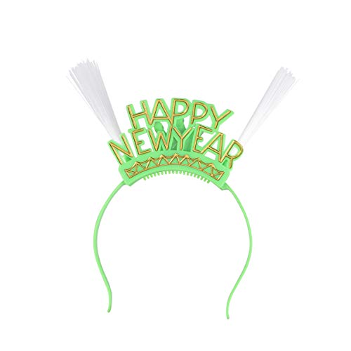 Diadema, feliz año nuevo, 2022: aros de pelo de Año Nuevo brillantes 2022 Diadema de fibra óptica con luz luminosa con nudo de lazo para favores de fiesta de Navidad 2022