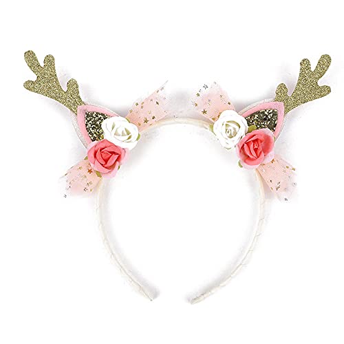 Diadema Navideña Tocado De Navidad Flores Cuernos Diadema Orejas De Gato Diadema Cuernos Rojos Accesorios Para El Cabello De Vacaciones