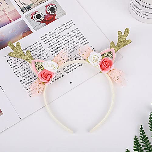 Diadema Navideña Tocado De Navidad Flores Cuernos Diadema Orejas De Gato Diadema Cuernos Rojos Accesorios Para El Cabello De Vacaciones