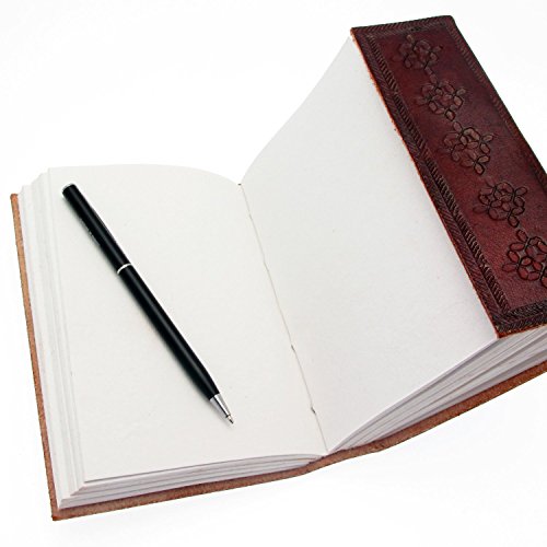 Diario De Cuero 8" Con Cierre Piedra Bloc Escritura en Blanco Cuaderno Hecho a Mano Para Hombres Y Mujeres Sin Forro Papel Mejor Regalo Arte Dibujo Viaje Escribir Libro Sombras Grimoire Recargable