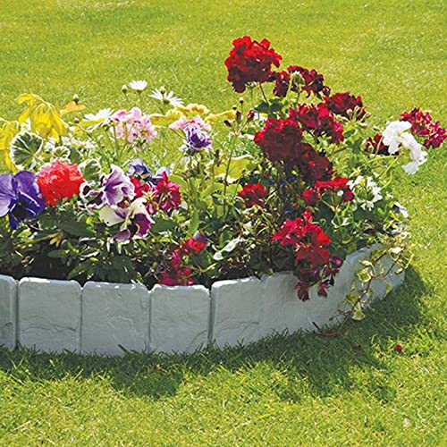 Dibiao 40 Piezas Borde de Cama de Flores con Efecto de Piedra 9 8 * 9.1In Borde de Paisaje Valla DIY Paisajismo-Borde de Piedra Decorativo para Pasarela de Jardín