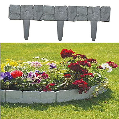 Dibiao 40 Piezas Borde de Cama de Flores con Efecto de Piedra 9 8 * 9.1In Borde de Paisaje Valla DIY Paisajismo-Borde de Piedra Decorativo para Pasarela de Jardín