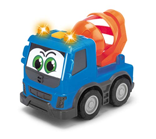 Dickie Toys Happy Series-Volvo FMX Vehículos de Construcción para niños a Partir de 1 año, Volquete, Hormigonera o Camión Contenedor, 13 cm, Modelos y Colores Aleatorios, 203811006