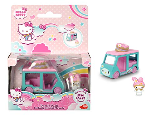 Dickie Toys Hello Kitty Dazzle Dash Melody Donut-Coche de Juguete extraíble, Juego Personaje, Longitud del vehículo: 6 cm, tamaño de la Figura: 2,5 cm, a Partir de 3 años (253241002)