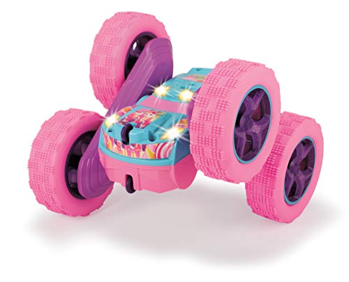 Dickie Toys Pink Drivez RC Candy Flippy - Coche de Juguete teledirigido con Mando a Distancia, hasta 8 km/h, para niños y niñas, Iluminado, a Partir de 6 años, 28 cm, Color Rosa y Turquesa