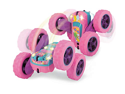 Dickie Toys Pink Drivez RC Candy Flippy - Coche de Juguete teledirigido con Mando a Distancia, hasta 8 km/h, para niños y niñas, Iluminado, a Partir de 6 años, 28 cm, Color Rosa y Turquesa