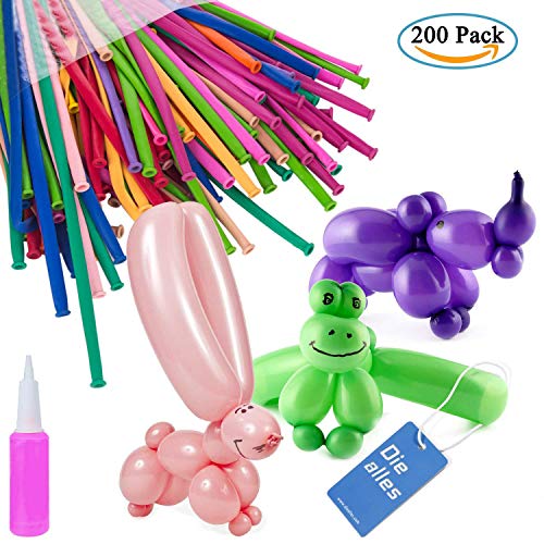 Diealles Globo Largo del Látex, 200pcs Globos de Fiesta de Colores Diversos con Bomba para Bodas, Cumpleaños, Fiestas y Aniversarios y Otras Celebraciones