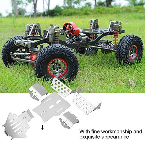 Dilwe 6 Unids RC Conjunto de Armaduras de Chasis, Armaduras de Chasis de Acero Inoxidable Placa Antideslizante para Traxxas TRX-4 RC Coche RC Parte Accesorio Plata