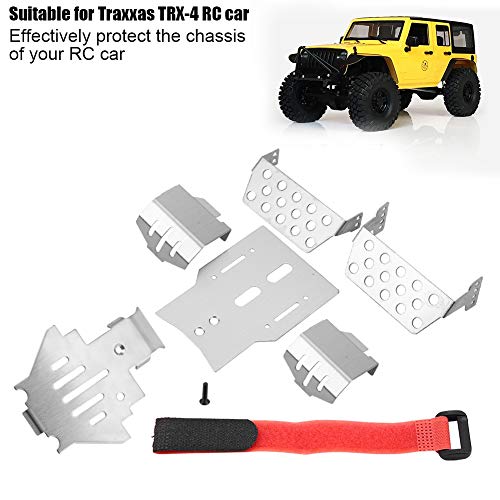 Dilwe 6 Unids RC Conjunto de Armaduras de Chasis, Armaduras de Chasis de Acero Inoxidable Placa Antideslizante para Traxxas TRX-4 RC Coche RC Parte Accesorio Plata