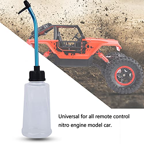 Dilwe Accesorio Universal para Coche RC Botella de Llenado de Combustible para Motor Nitro con Botella de Aleacion de Aluminio Paja para RC Model Car 250ML Blanco