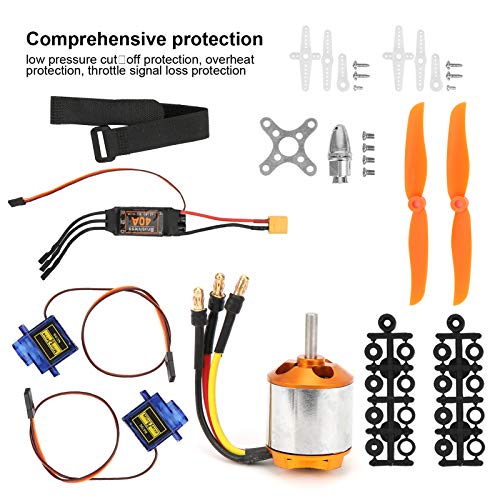 Dilwe Juego de ala Fija para helicóptero RC, Motor 2217 KV1100 + hélice 1060 + servo 9G + 40A XT60 ESC Kit 4 en 1 RC Accesorios de ala Fija para helicóptero de Control Remoto