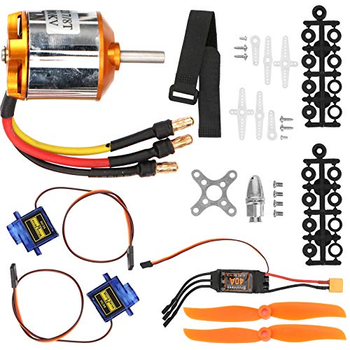 Dilwe Juego de ala Fija para helicóptero RC, Motor 2217 KV1100 + hélice 1060 + servo 9G + 40A XT60 ESC Kit 4 en 1 RC Accesorios de ala Fija para helicóptero de Control Remoto