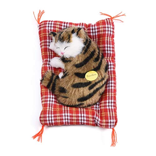 Dilwe Juguete de Gato Relleno de Simulación, 4 Tipos de Simulación de Felpa Gato de Peluche de Juguete de Sonido Decoración del Hogar, Regalo para Niños(Negro + Marrón)