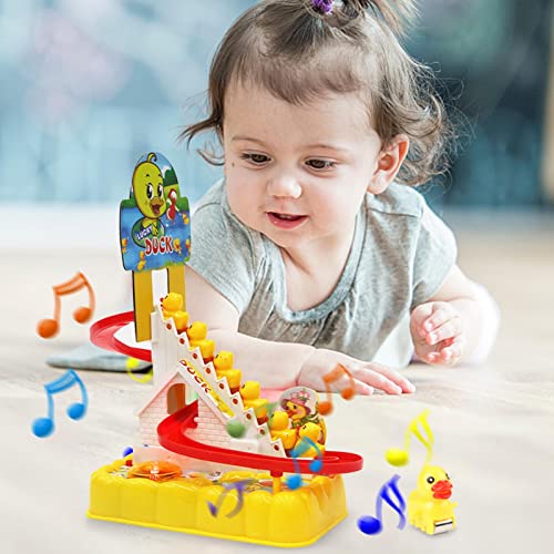 Dimweca Electric Little Duck Track Slide Toys - Juguete eléctrico para escalar escaleras para niños pequeños, niños y niñas