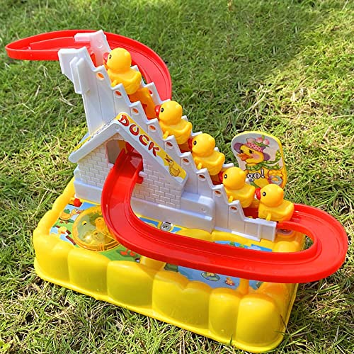 Dimweca Electric Little Duck Track Slide Toys - Juguete eléctrico para escalar escaleras para niños pequeños, niños y niñas