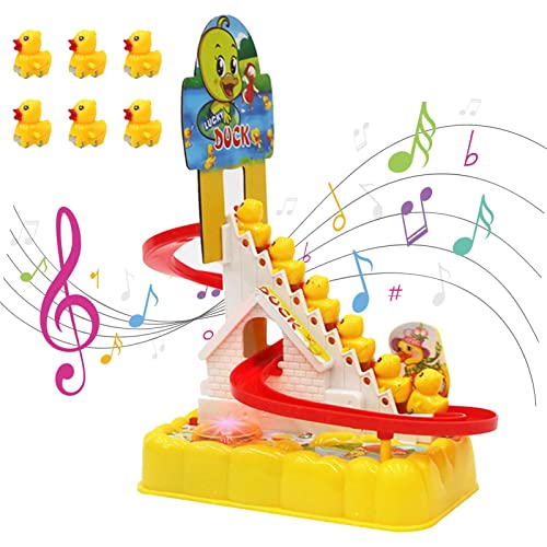 Dimweca Electric Little Duck Track Slide Toys - Juguete eléctrico para escalar escaleras para niños pequeños, niños y niñas