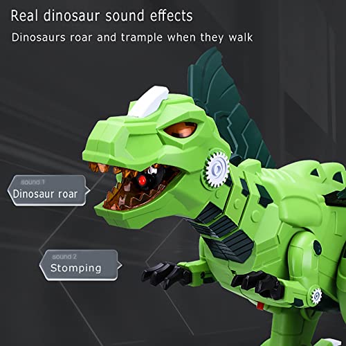 Dinosaurio juguete iluminado para caminar dinosaurio con simulación rugiendo realista T-Rex juguetes regalos de cumpleaños para niños pequeños, blanco