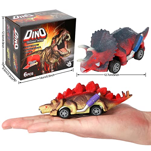 Dinosaurio Pull Back Cars Juguetes para niños y niñas de 3, 4, 5, 6, 7, 8 años, regalos para niños y niñas de 3 a 8 años, juguetes de dinosaurios para niños, Halloween, Navidad, paquete de 6