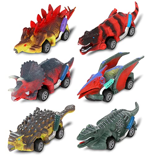 Dinosaurio Pull Back Cars Juguetes para niños y niñas de 3, 4, 5, 6, 7, 8 años, regalos para niños y niñas de 3 a 8 años, juguetes de dinosaurios para niños, Halloween, Navidad, paquete de 6