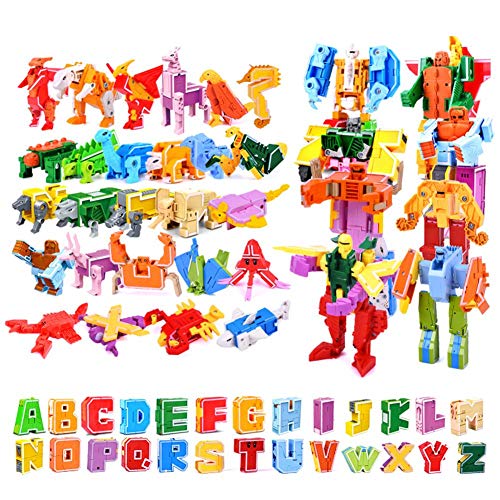 Dinosaurios Robot Juguetes, 26 Letras Transformar Juguete Dinosaurio/Animales/Robots Montados, Bots Juguetes Regalos Para Niños