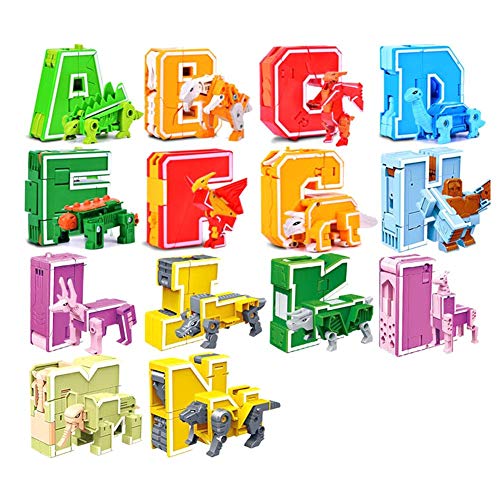 Dinosaurios Robot Juguetes, 26 Letras Transformar Juguete Dinosaurio/Animales/Robots Montados, Bots Juguetes Regalos Para Niños