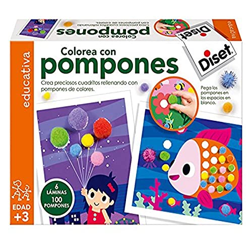 Diset- Colorea con Pompones Juego Educativo, Multicolor (63493)