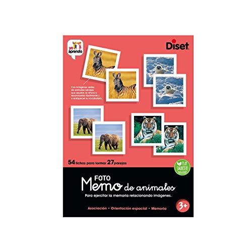 Diset - Memo Photo Animals - Juego educativo de memoria visual para niños a partir de 3 años