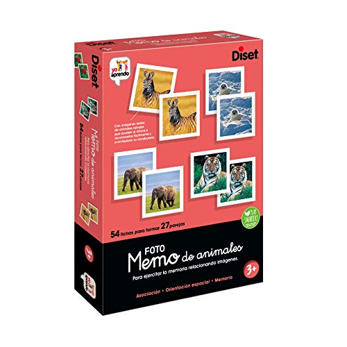 Diset - Memo Photo Animals - Juego educativo de memoria visual para niños a partir de 3 años