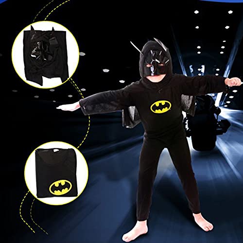 Disfraces Batman Niño Negro,Superhéroe Batman Disfraces Homecoming Halloween Navidad Traje Batman Niño Cosplay Suit, Máscara y Disfraz Independientes