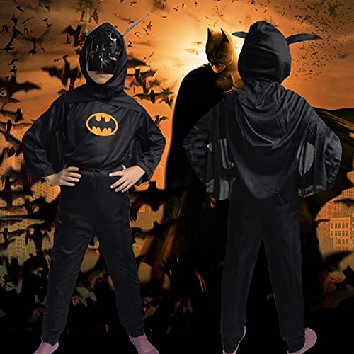 Disfraces Batman Niño Negro,Superhéroe Batman Disfraces Homecoming Halloween Navidad Traje Batman Niño Cosplay Suit, Máscara y Disfraz Independientes