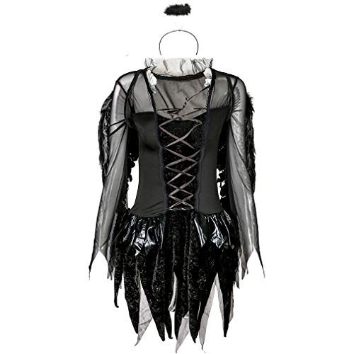 Disfraces de Mujer de Halloween Black Bat Fallen Angel Devil Vampire Witch Dress Accesorios de Cosplay para Adultos