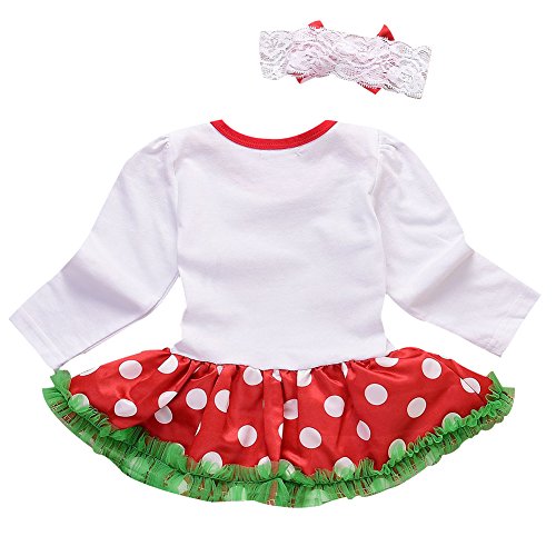 Disfraz de bebé para niña con diadema y calentadores de piernas, para Papá Noel, con volantes y falda tutú recién nacido, princesa, Navidad, disfraz de fiesta, 3pcs White+red Candy, 18 meses