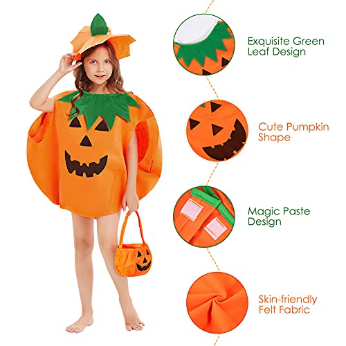 Disfraz de calabaza para niños, disfraz de calabaza, capa con sombrero, disfraz de calabaza para Halloween, disfraz de calabaza infantil, para Halloween, cosplay, fiesta, ropa (tamaño: 60 x 70 cm)