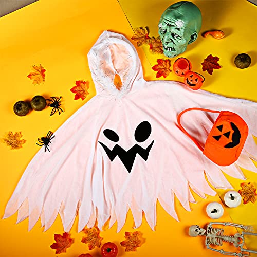 Disfraz de Fantasma de Halloween de Niños con Capa de Fantasma Blanco de Halloween y Bolsa de Dulces de Fantasma para Niños Pequeños