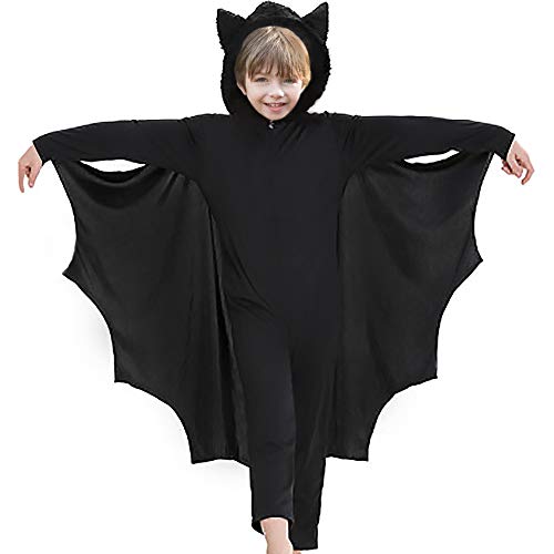 Disfraz de Halloween para niños con capucha para cosplay de Halloween, Negro , 9-11 años