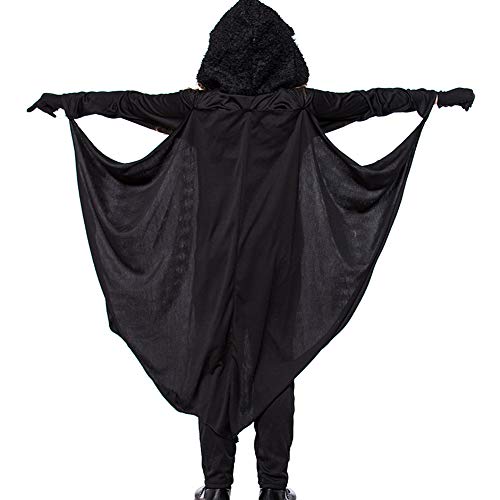 Disfraz de Halloween para niños con capucha para cosplay de Halloween, Negro , 9-11 años