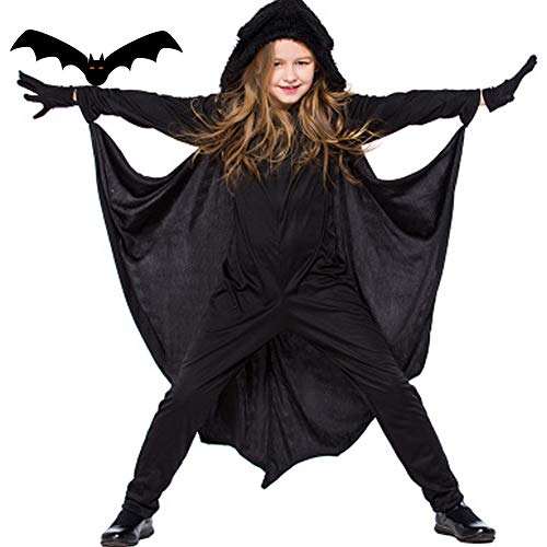 Disfraz de Halloween para niños con capucha para cosplay de Halloween, Negro , 9-11 años