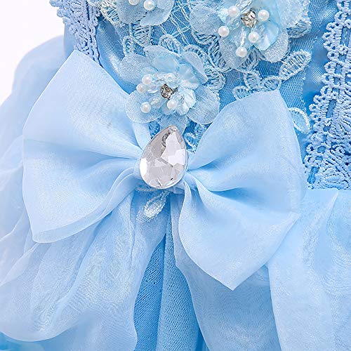 Disfraz de Princesa Cenicienta Niñas Carnaval Manga de Soplo Fiesta Vestido para Halloween Navidad Fiesta Ceremonia Aniversario Cosplay Costume Azul #3 4-5 Años