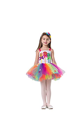 Disfraz de vestir de lollipop de América - Candyland Tutu Dress Up para niñas - Disfraz de dulces de Halloween para niños